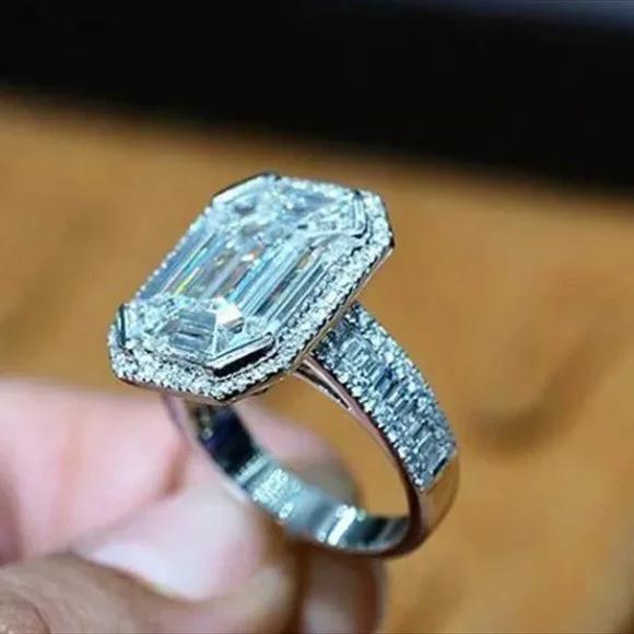 NEW ENGAGEMENT S925 STERLING SILVER DIAMOND RING, BEAUTIFUL RING, SHINY RING. - Picture 5 of 5